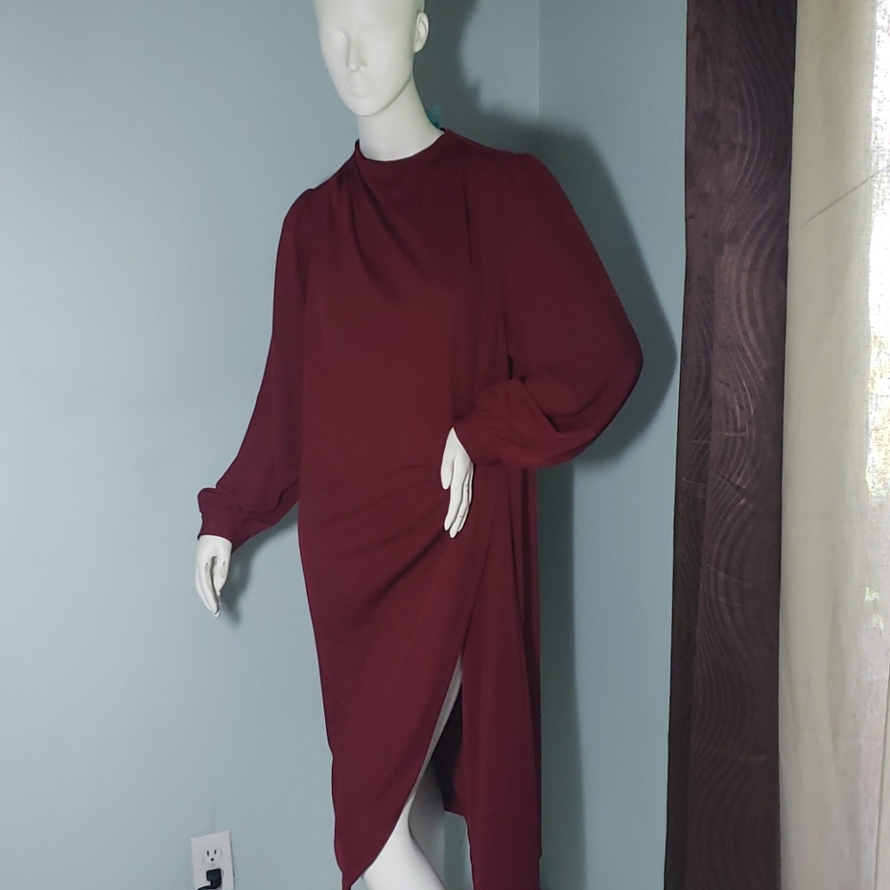 Eloquii Burgundy Long Sleeve Wrap Dresd 18